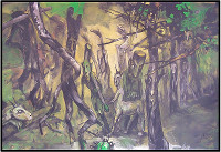 G&ouml;tterd&auml;mmerung, Acryl auf Holzfaserplatte, 110 x 160 cm