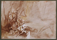 Lichtung, Tusche auf Karton, 45 x 65 cm