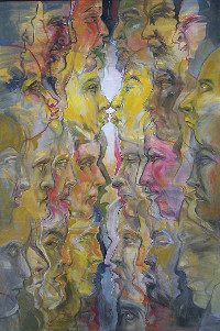 Kommunikation, Acryl auf Holzfaserplatte, 70 x 100 cm