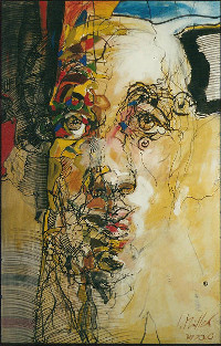 Unschl&uuml;ssig, Acryl auf Holzfaserplatte, 80 x 110 cm
