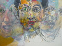 Aug in Aug, Acryl auf Leinen, 90 x 120 cm