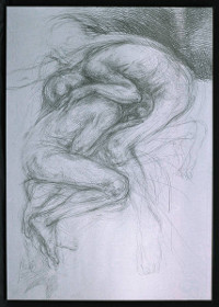 Schutz, Bleistift auf Karton, 70 x 100 cm