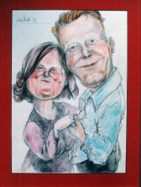 Glückliches Paar, Farbstift auf Karton, 23 x 35 cm
