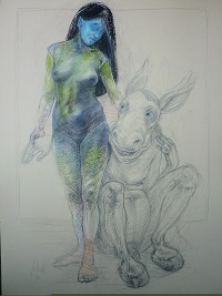 Sommernachtstraum, Mischtechnik,70 x 100cm