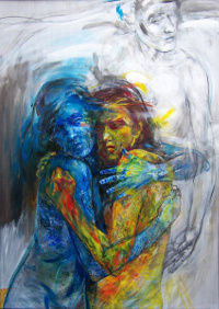 Feuer, Wasser, Luft, Acryl auf Holzfaser, 110 x 150cm