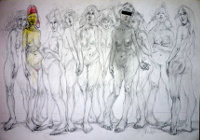 Egalit&auml;t, Bleistift, Farbstift, 70 x 100cm