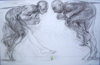Blinder Eifer, Bleistift auf Holzfaser, 105 x 158cm
