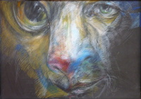 Wildwechsel, Wachskreide auf Karton, 70 x 100cm