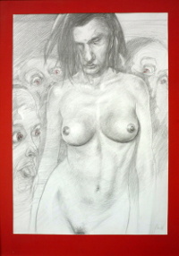 Blickfang, Bleistift auf Karton, 50 x 70cm