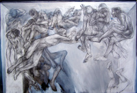 Begrenztheit, Bleistift, Acryl auf Holzfaser, 110 x 160cm