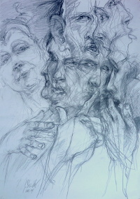 Hechelei, Bleistift, 40 x 60cm