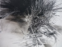 Unterholz, Wachs-Kreide auf Holzfaser, 140 x 104cm