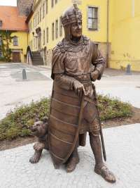 Albrecht der B&auml;r, Bronze, lebensgro&szlig;, Ballenstedter Schloss, 2019