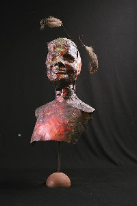 Papagena, Kupfer, Email, Federn, 45cm